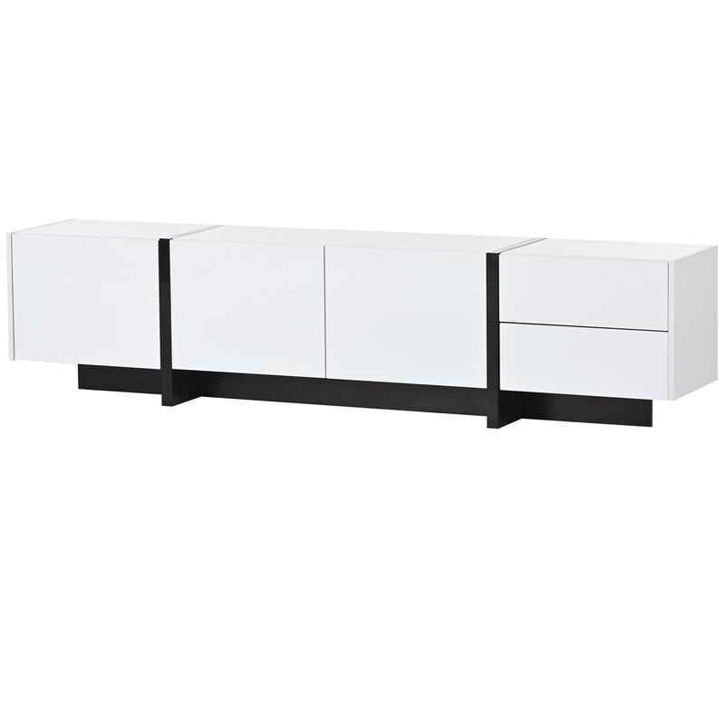 Modern Rectangle TV Stand for TVs Up to 80" with High Gloss UV Surface